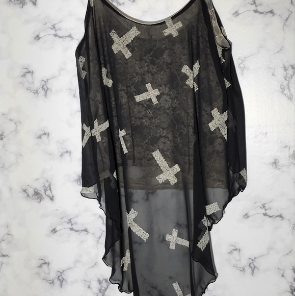 🌴 I. JOAH Sheer and Laced Tank size L - Picture 3 of 6